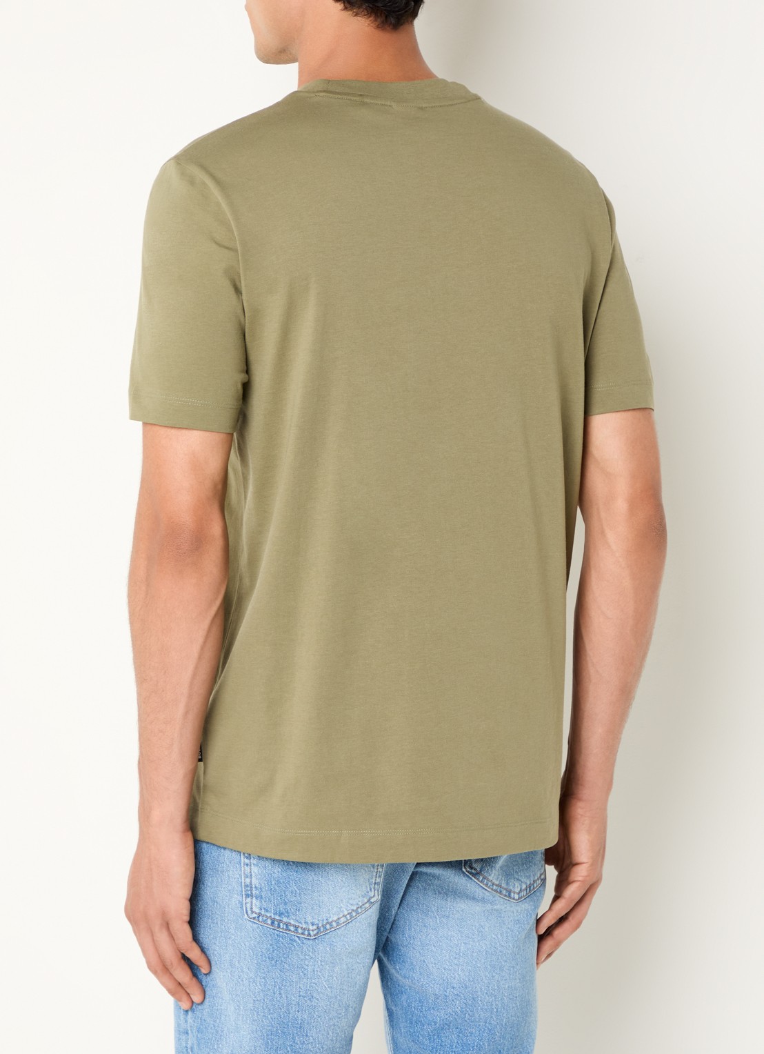BOSS T-shirt van katoenen jersey met logodetail - achterkant mosgroen