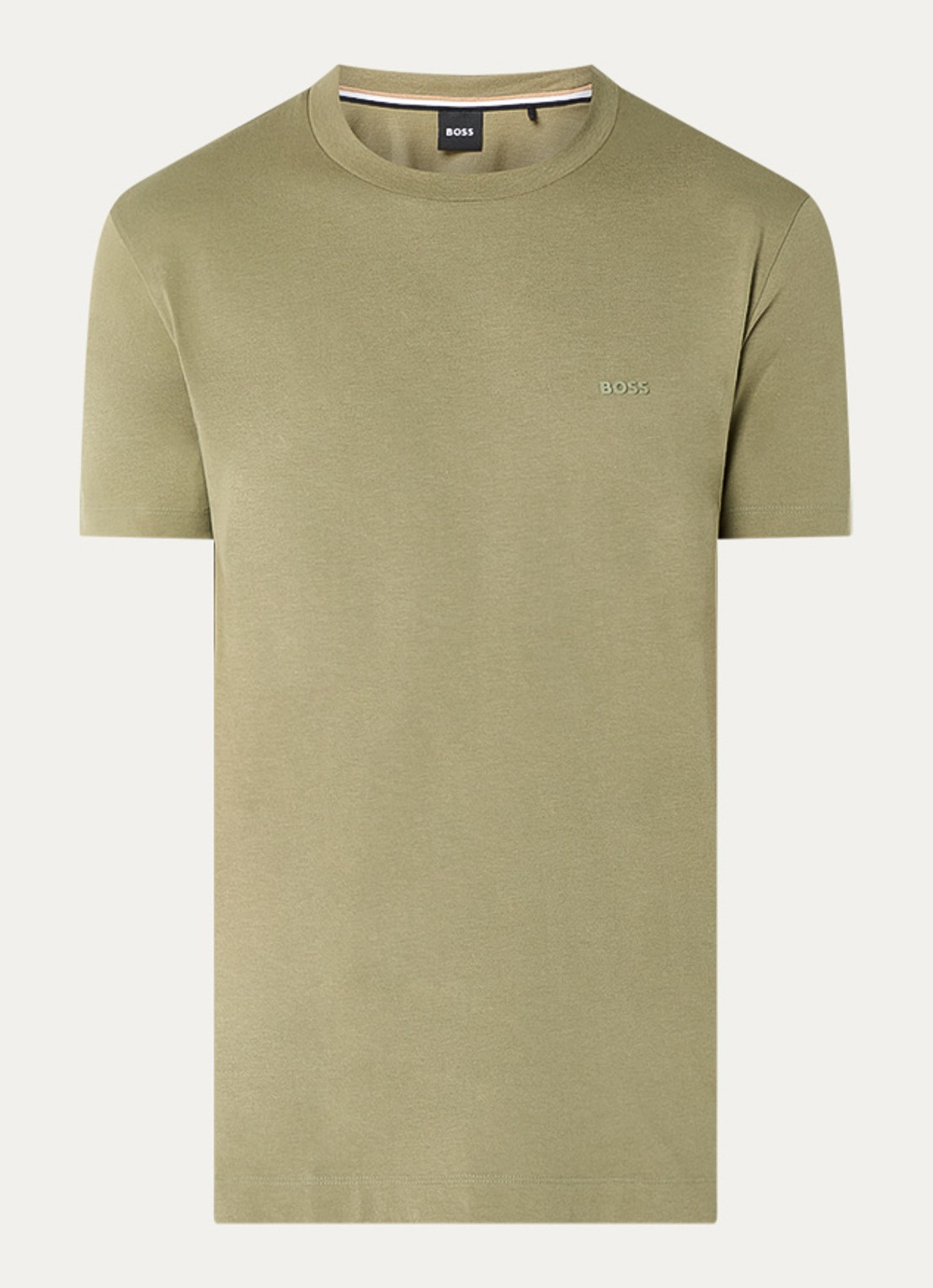 BOSS T-shirt van katoenen jersey met logodetail - voorkant 2 mosgroen
