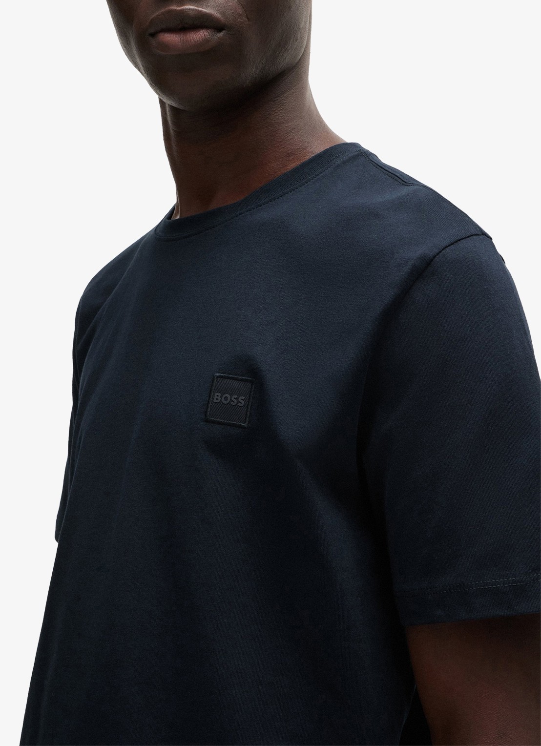 BOSS T-shirt van katoenen jersey met logopatch - detail 5 donkerblauw