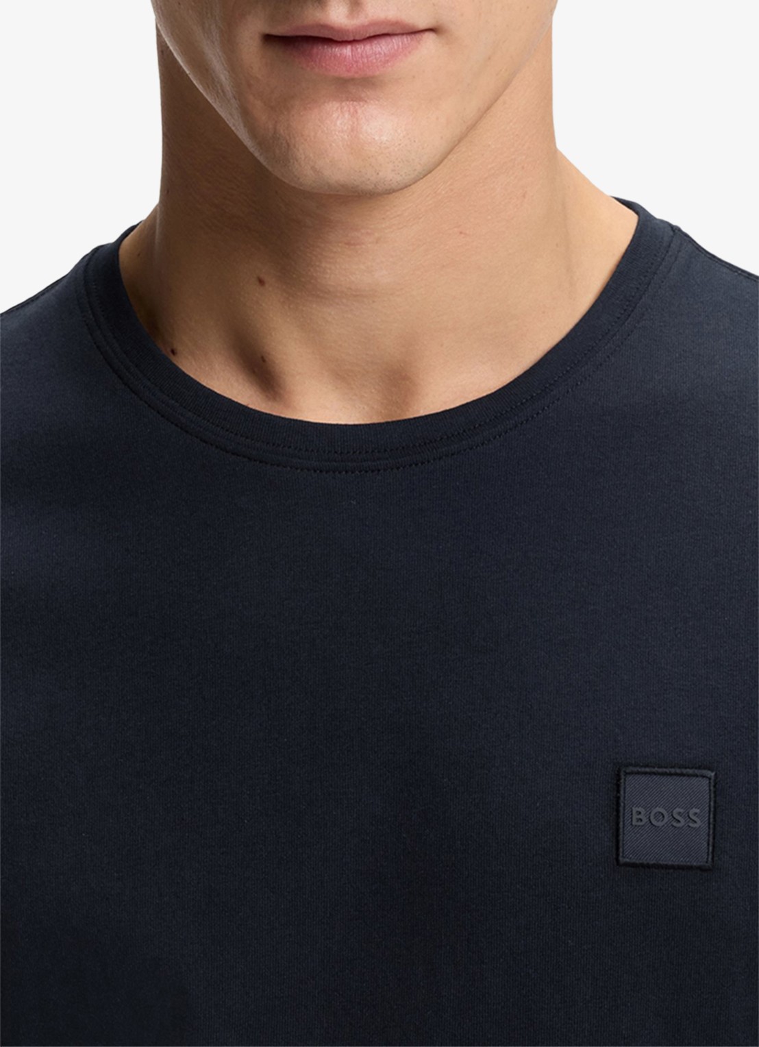 BOSS T-shirt van katoenen jersey met logopatch - detail 6 donkerblauw