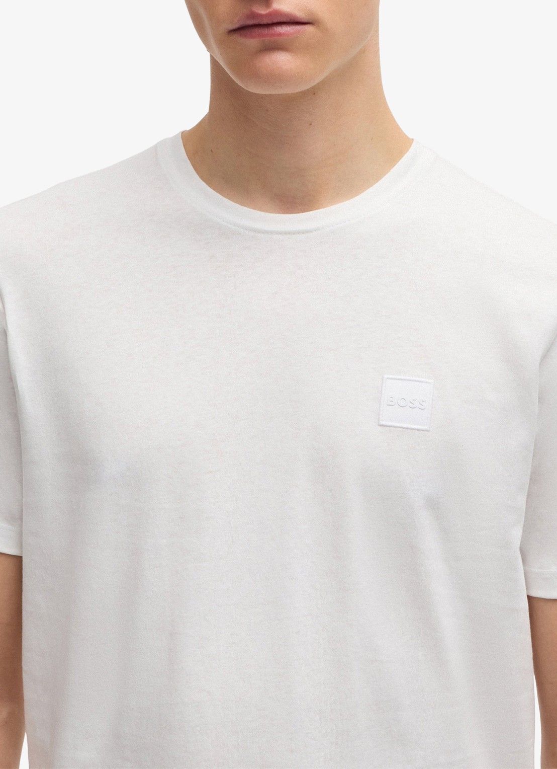 BOSS T-shirt van katoenen jersey met logopatch - detail 5 wit