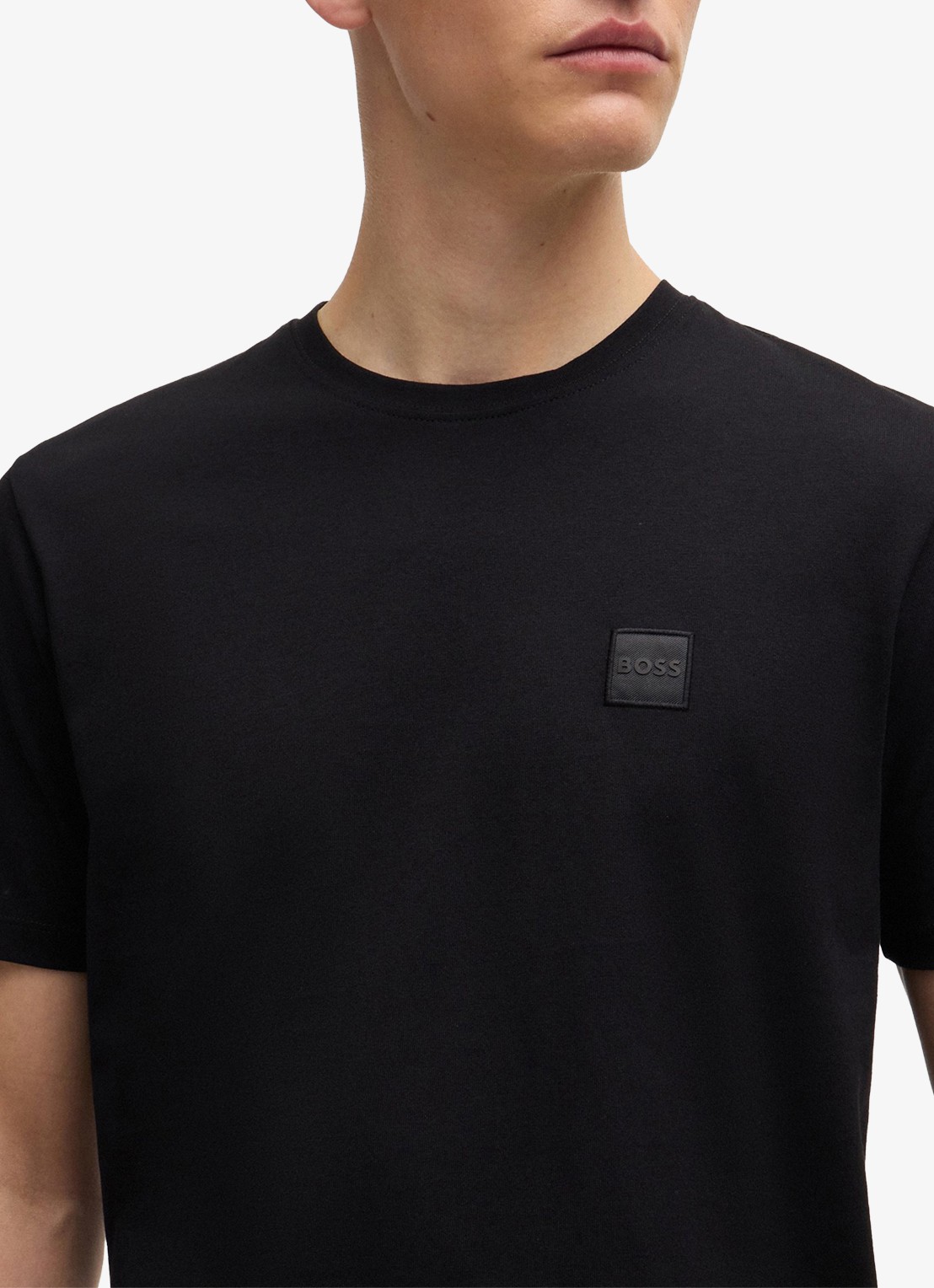 BOSS T-shirt van katoenen jersey met logopatch - detail 2 zwart