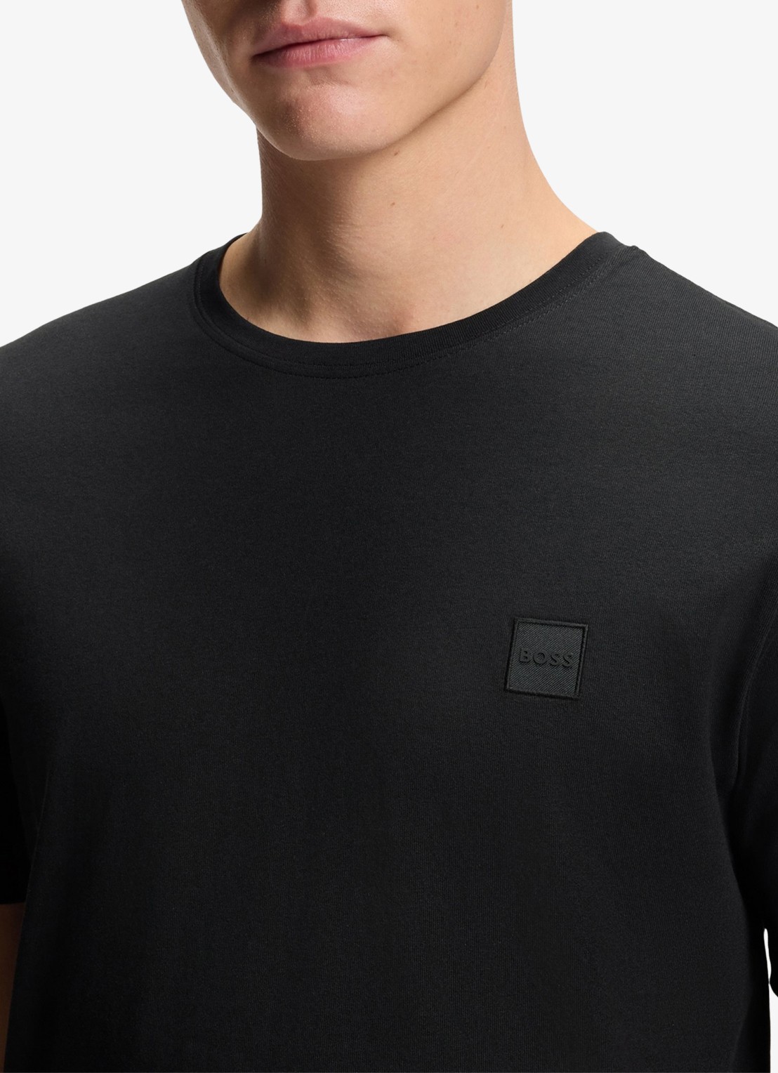 BOSS T-shirt van katoenen jersey met logopatch - detail 3 zwart