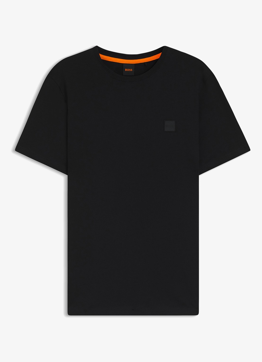 BOSS T-shirt van katoenen jersey met logopatch - voorkant 4 zwart