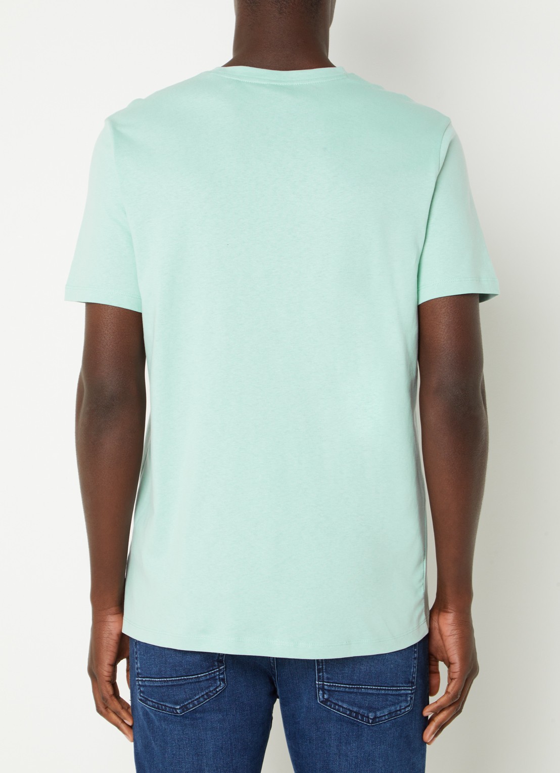 BOSS T-shirt van katoenen jersey met logopatch - achterkant 2 mint