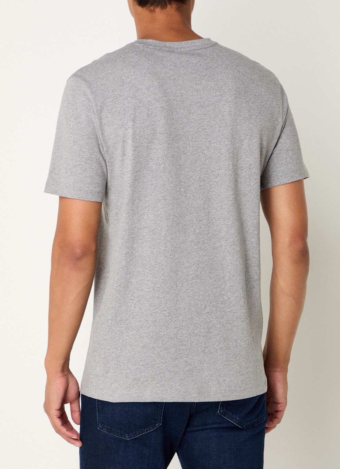BOSS T-shirt van katoenen jersey met logopatch - achterkant 4 grijsmele
