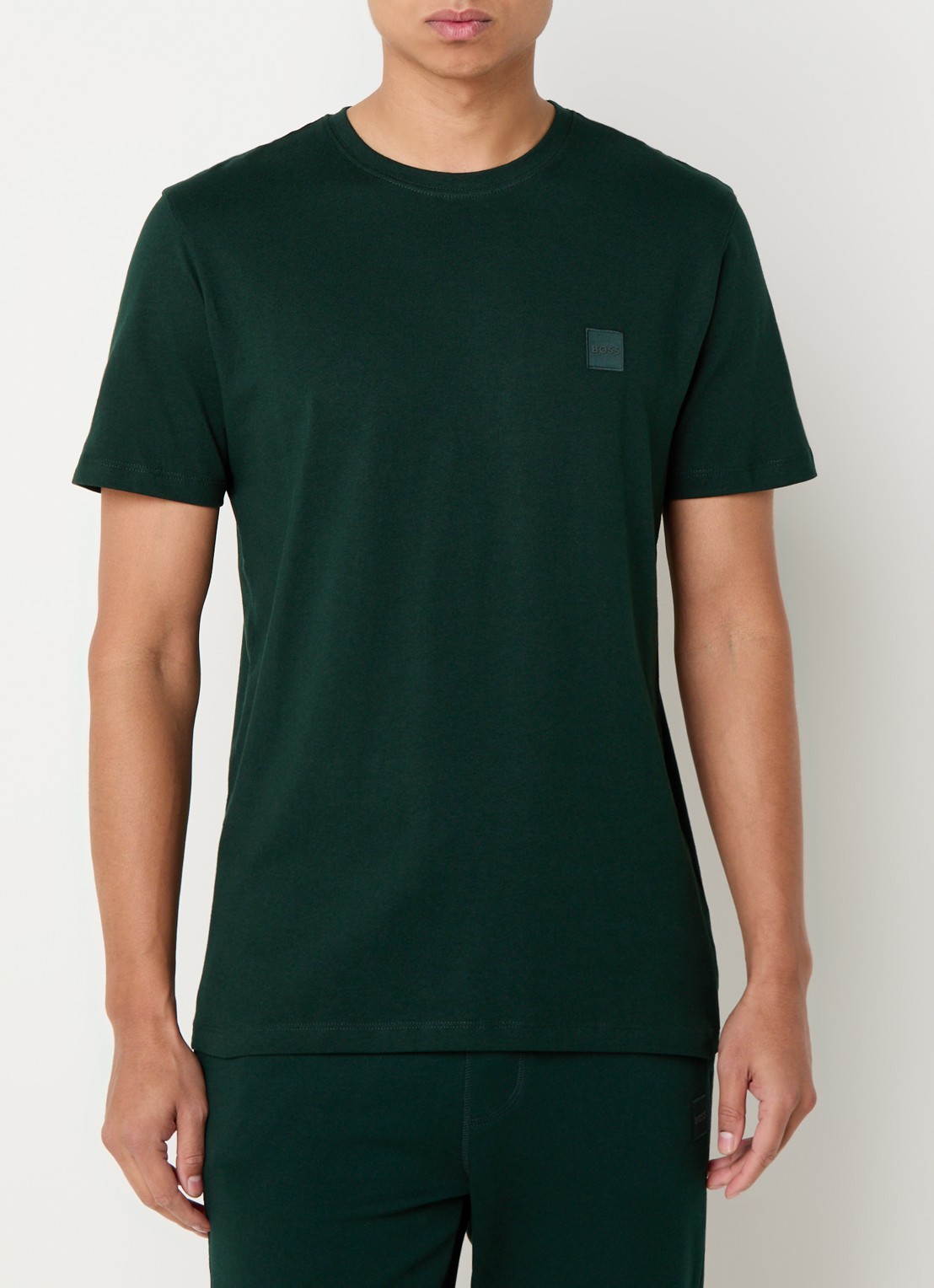 BOSS T-shirt van katoenen jersey met logopatch - detail 4 bronsgroen