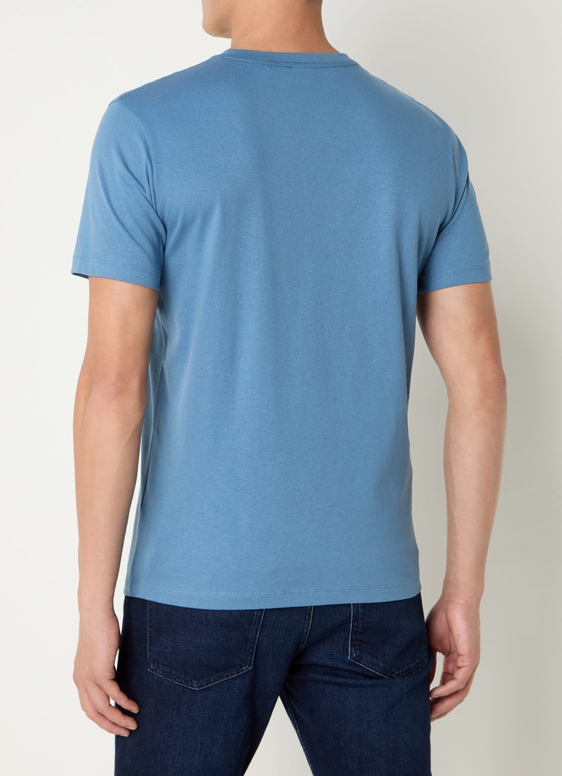 BOSS T-shirt van katoenen jersey met logopatch - achterkant blauwgrijs