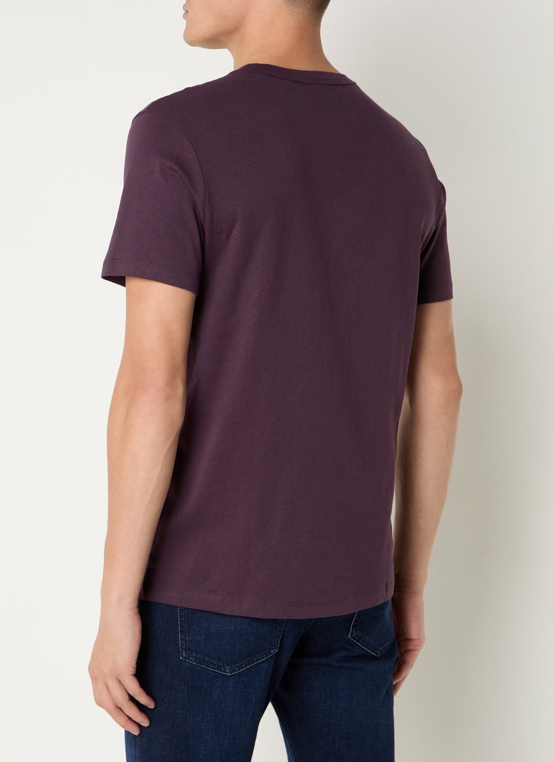 BOSS T-shirt van katoenen jersey met logopatch - achterkant aubergine