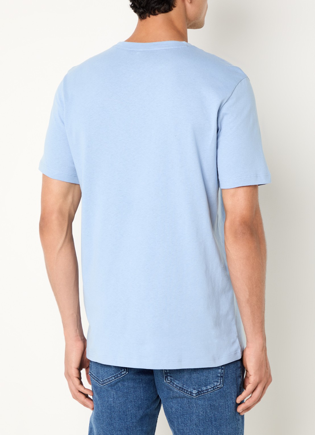 BOSS T-shirt van katoenen jersey met logopatch - achterkant 2 blauw