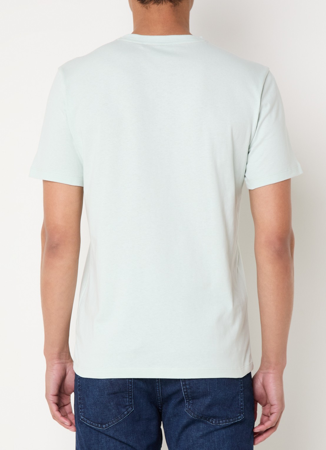 BOSS T-shirt van katoenen jersey met logopatch - achterkant 4 lichtblauw