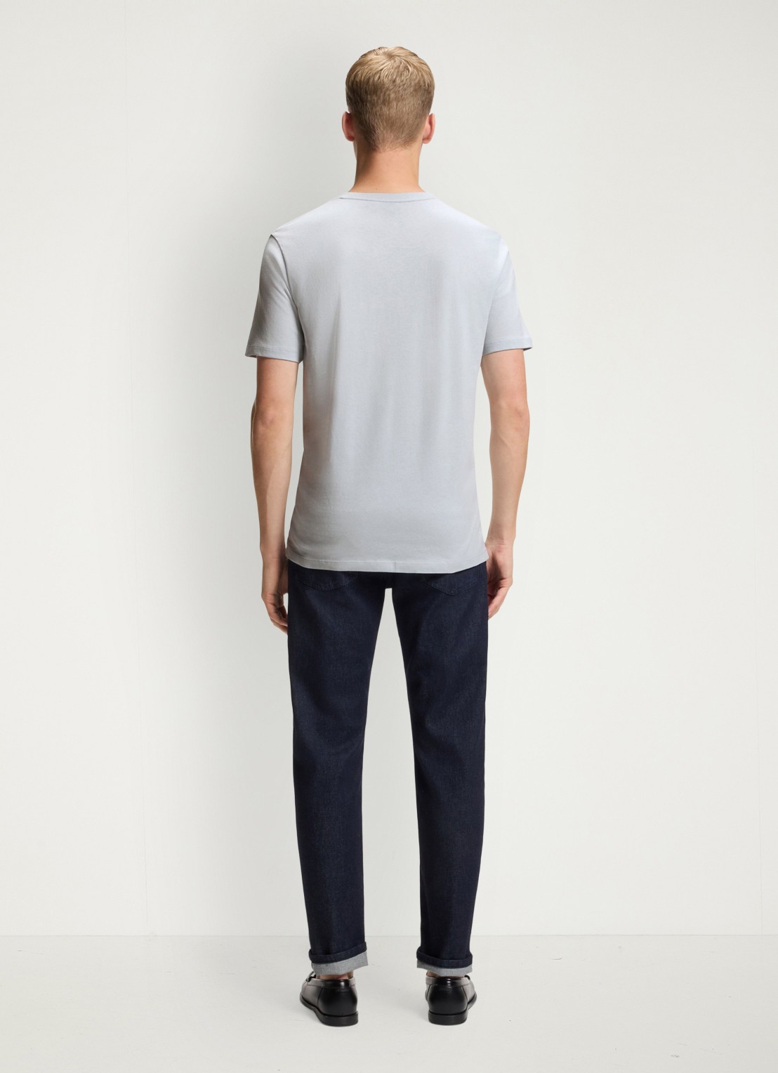 BOSS T-shirt van katoenen jersey met logopatch - achterkant grijs