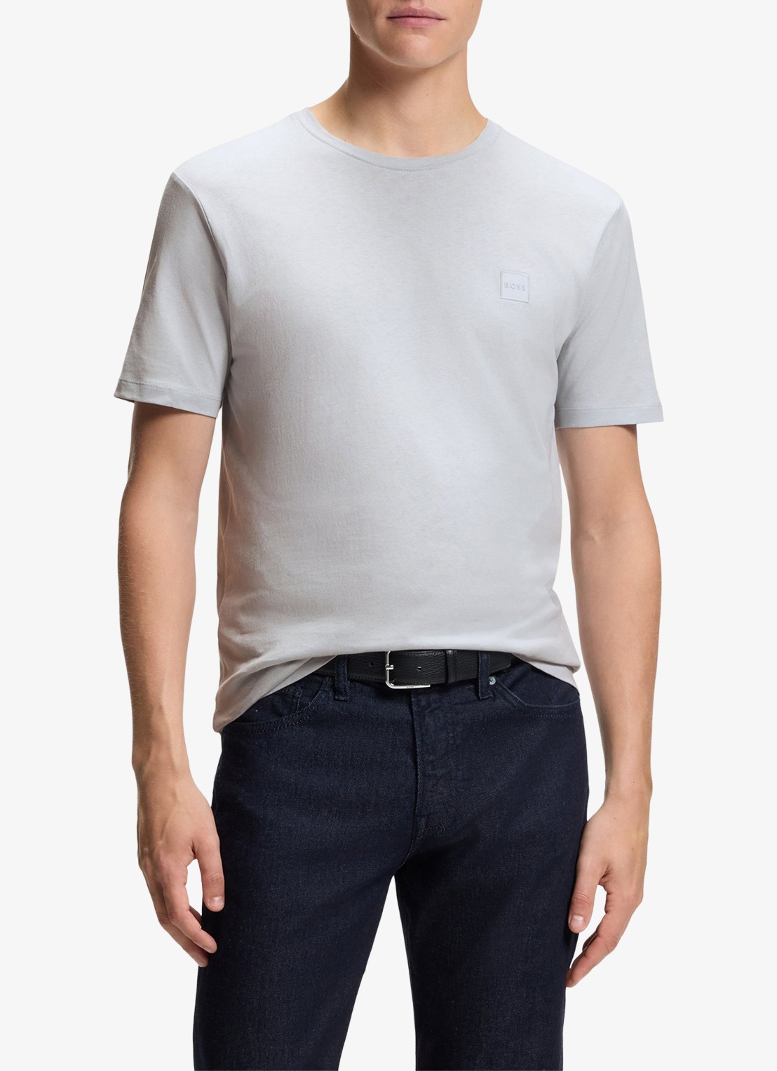 BOSS T-shirt van katoenen jersey met logopatch - detail 6 grijs