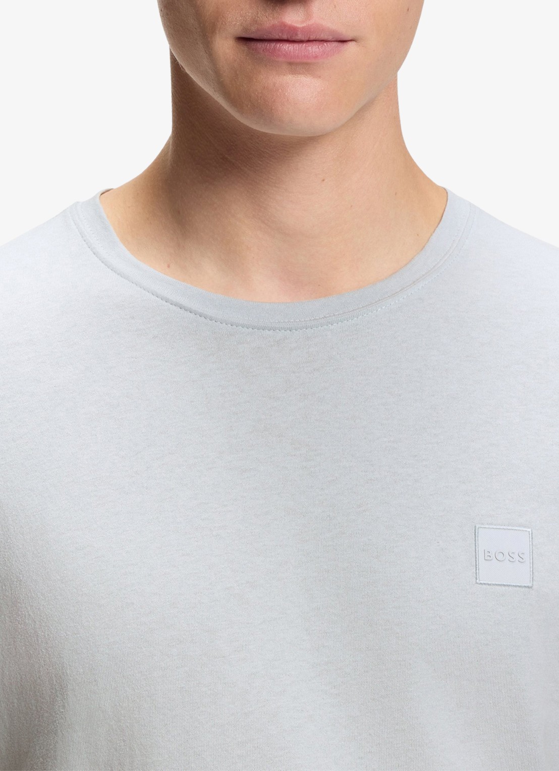 BOSS T-shirt van katoenen jersey met logopatch - detail 7 grijs