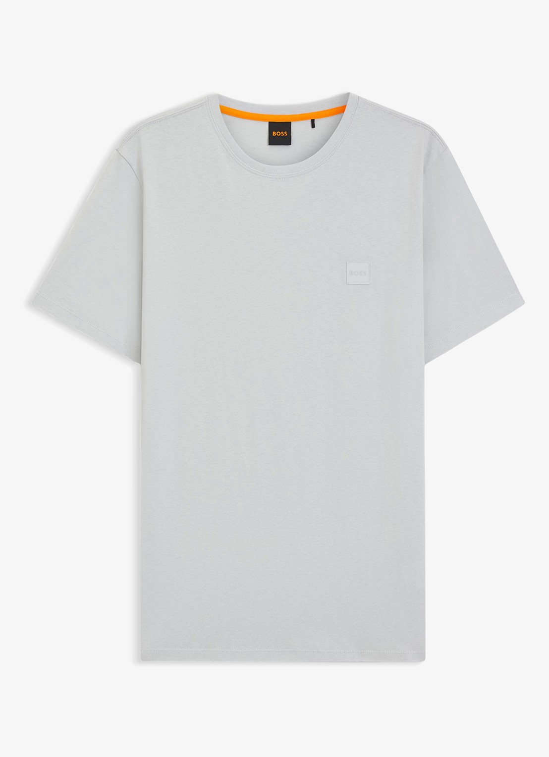 BOSS T-shirt van katoenen jersey met logopatch - voorkant 3 grijs