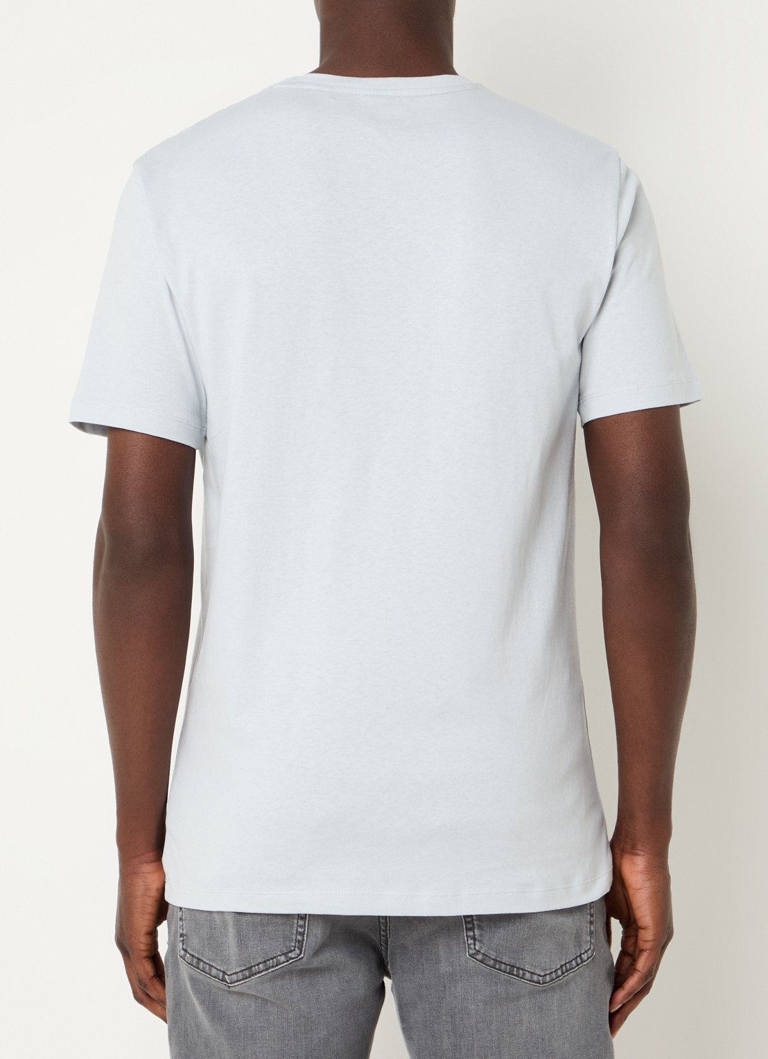 BOSS T-shirt van katoenen jersey met logopatch - achterkant 2 grijs