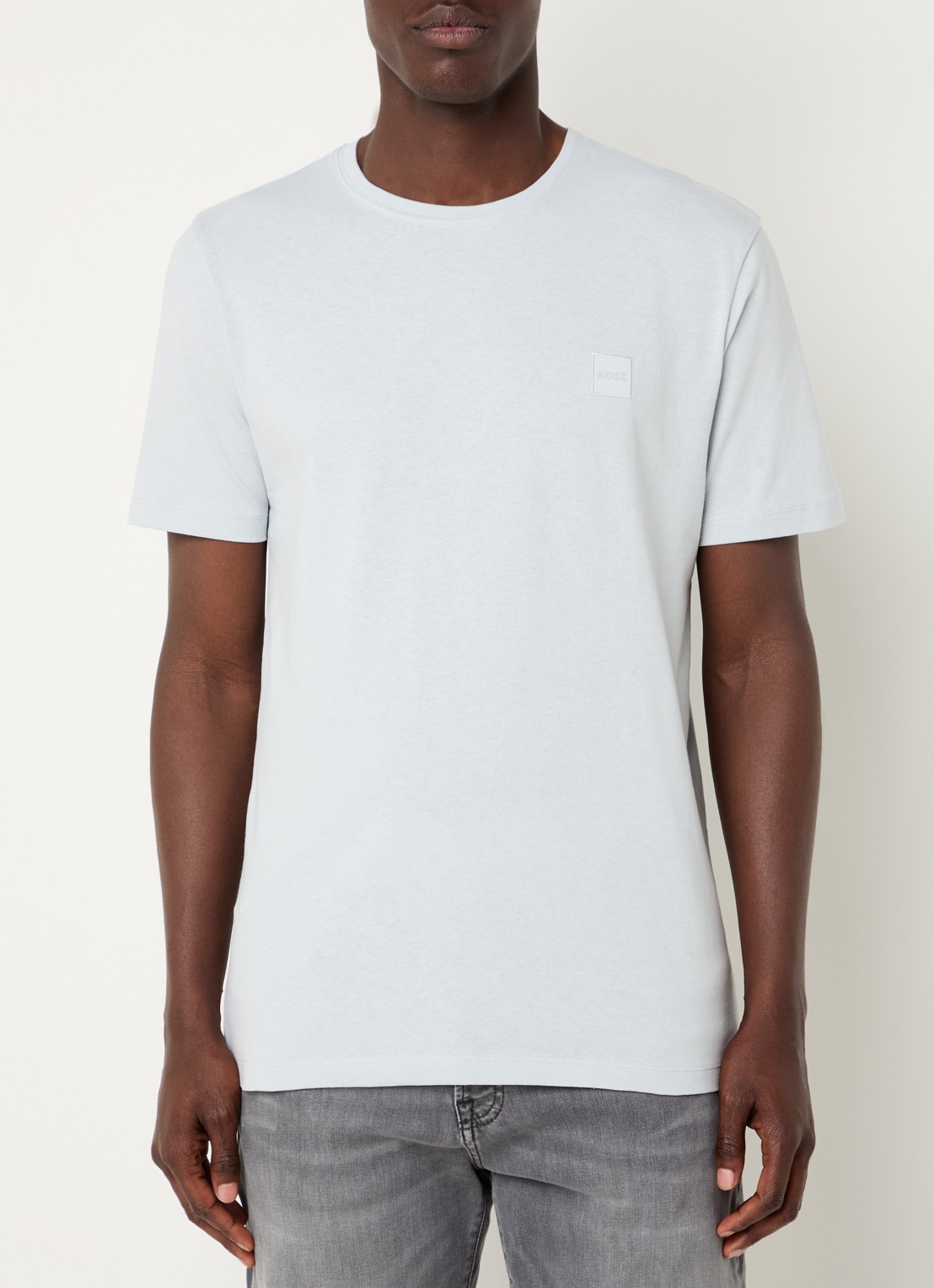 BOSS T-shirt van katoenen jersey met logopatch - detail 8 grijs