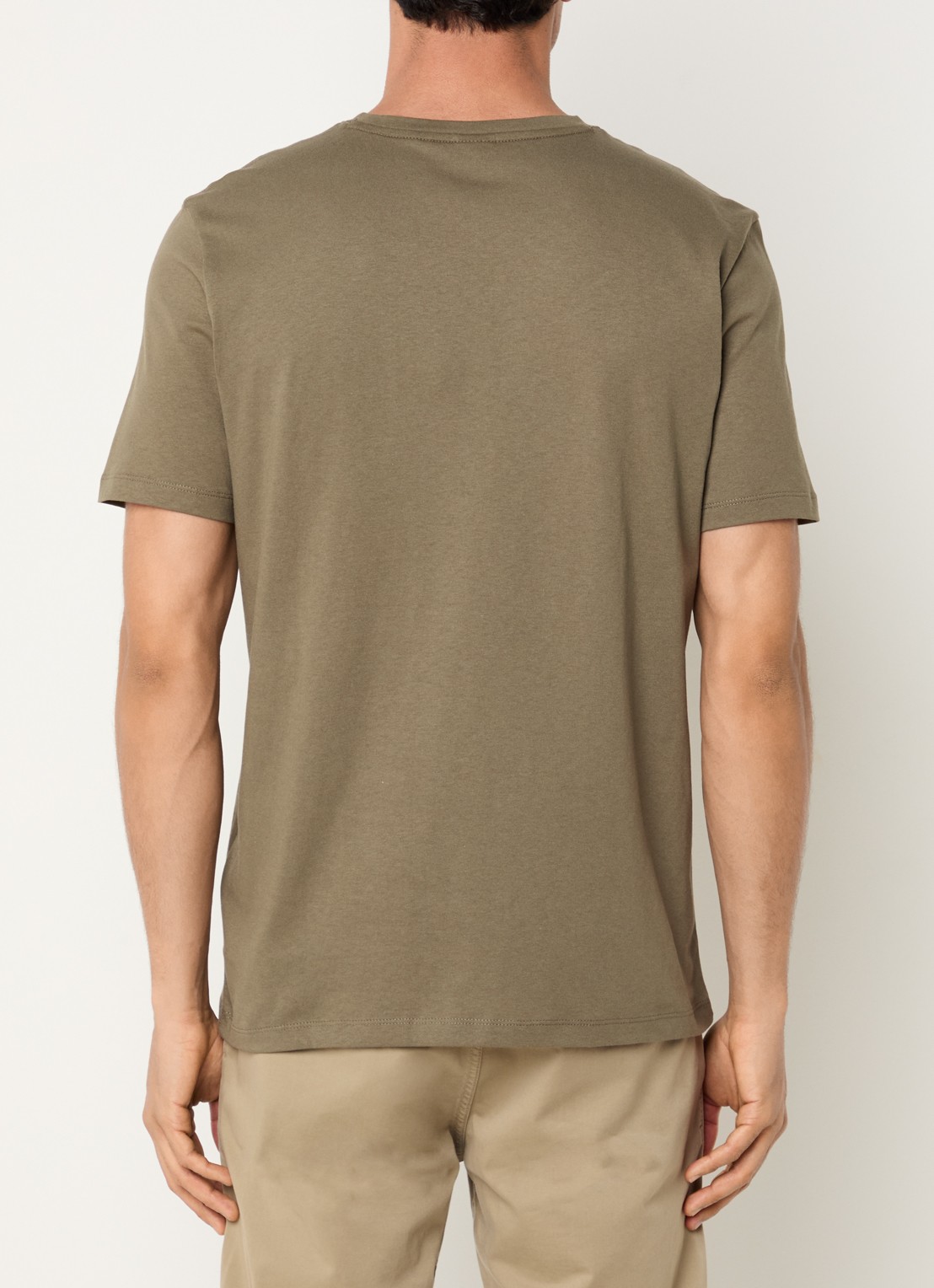 BOSS T-shirt van katoenen jersey met logopatch - achterkant 4 legergroen