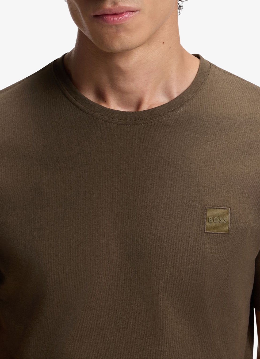 BOSS T-shirt van katoenen jersey met logopatch - detail 5 donkergroen
