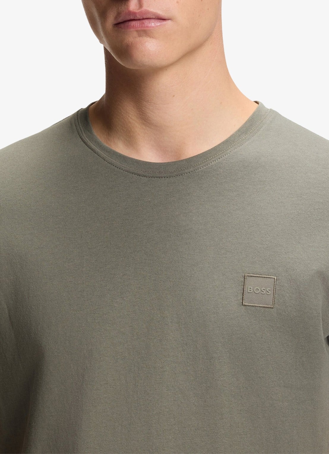 BOSS T-shirt van katoenen jersey met logopatch - detail 4 open grey-076