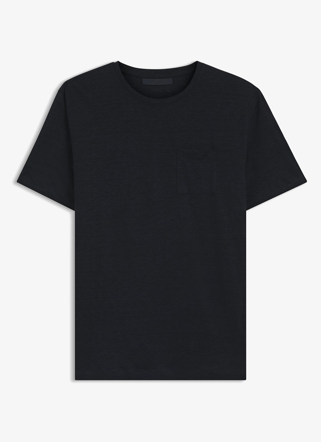 BOSS T-shirt van linnen met borstzak - voorkant dark blue-409 / blauw