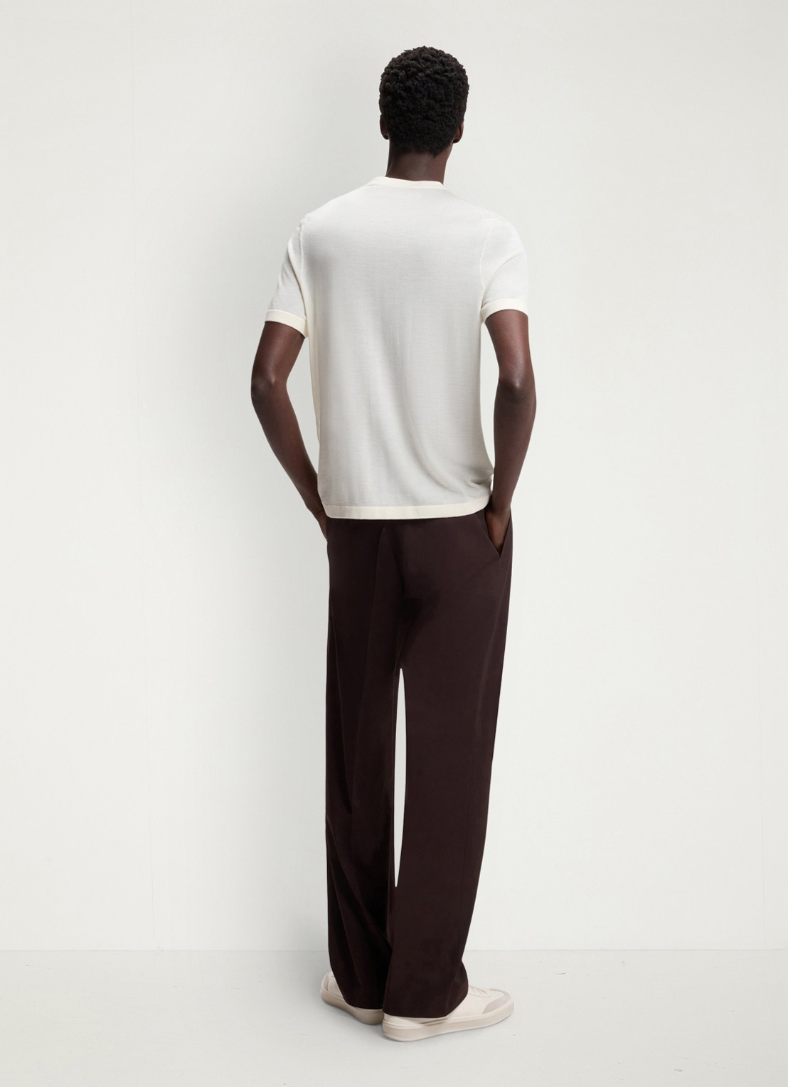 BOSS T-shirt van scheerwol en ronde hals - achterkant 3 natural-105 / wit