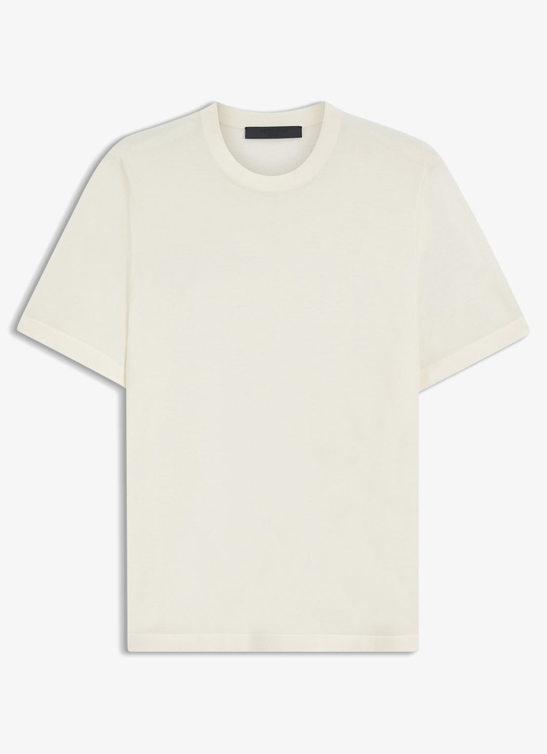 BOSS T-shirt van scheerwol en ronde hals - voorkant 4 natural-105 / wit