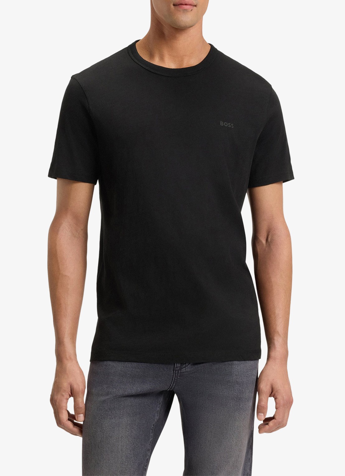 BOSS T-shirt van slubkatoen met logodetail - detail 6 zwart