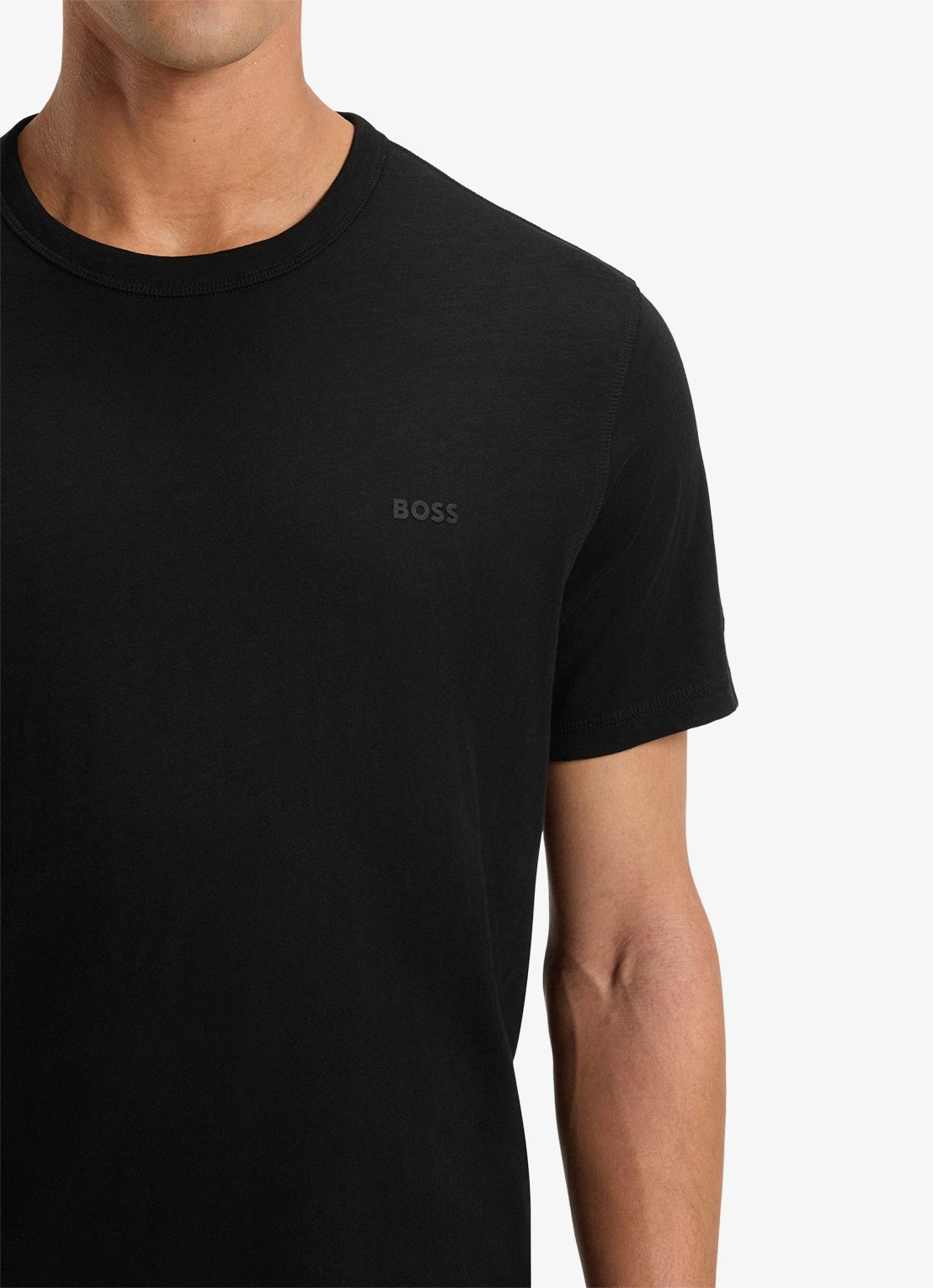 BOSS T-shirt van slubkatoen met logodetail - detail 7 zwart