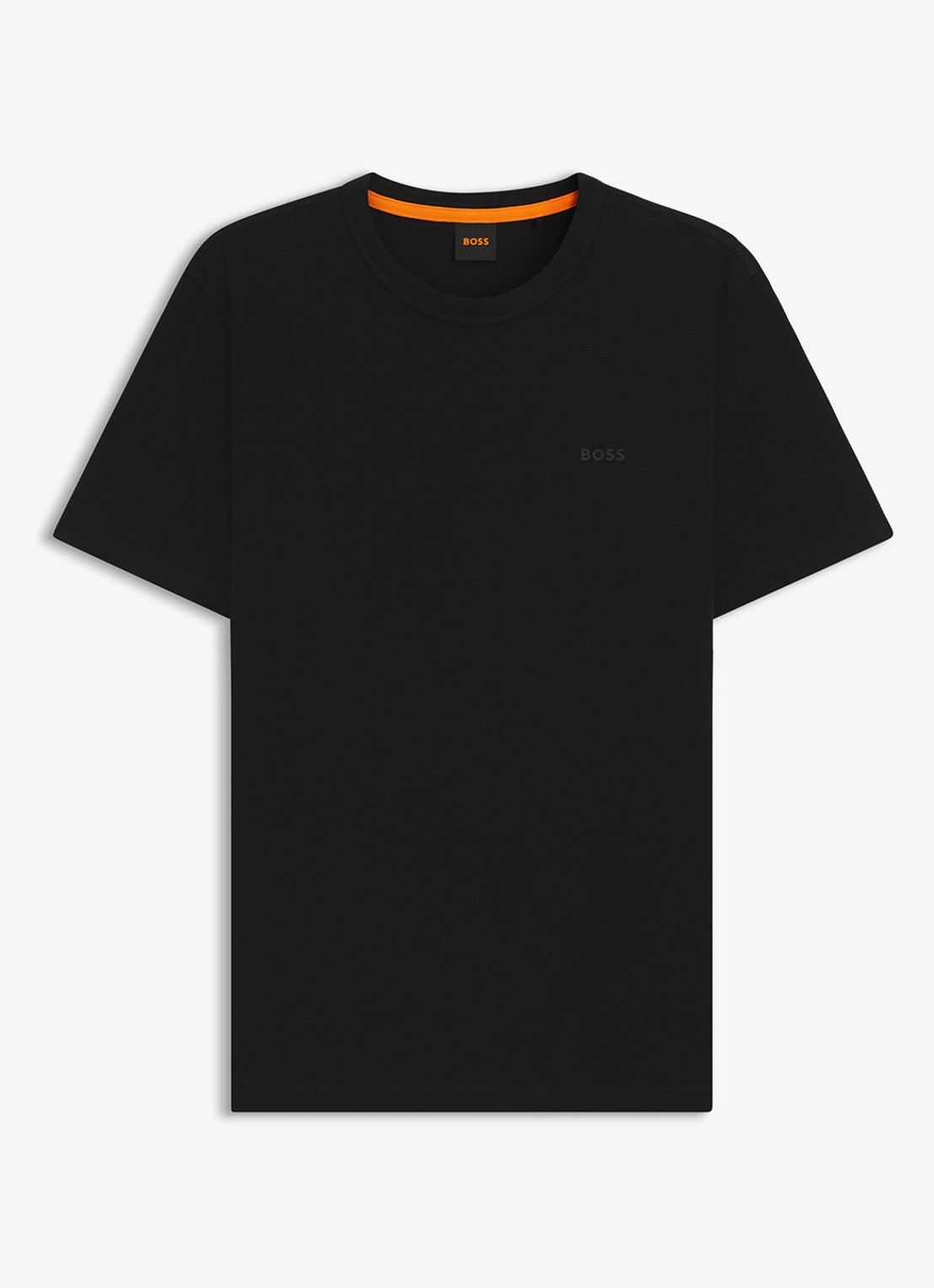 BOSS T-shirt van slubkatoen met logodetail - voorkant zwart