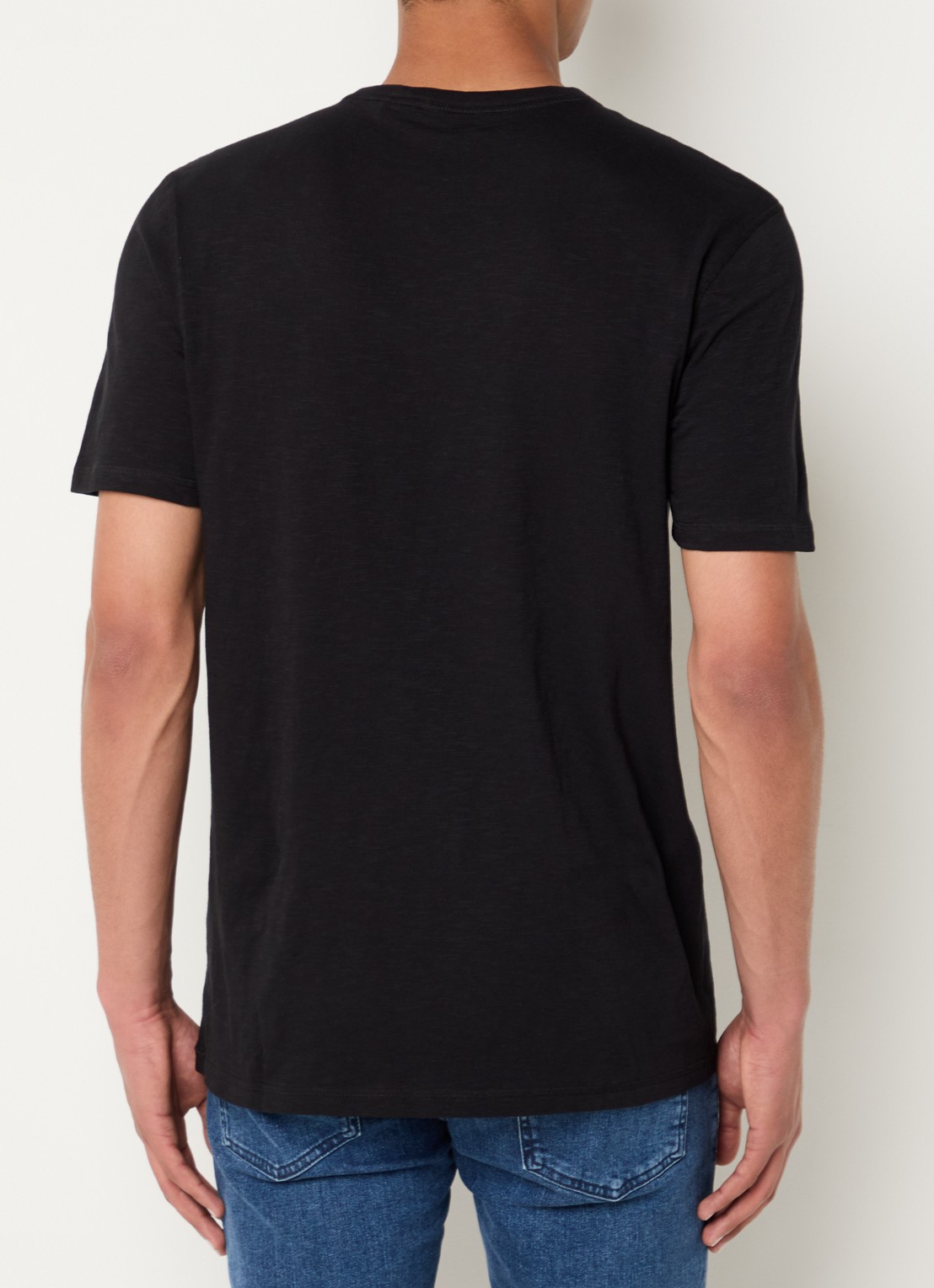BOSS T-shirt van slubkatoen met logodetail - achterkant 5 zwart