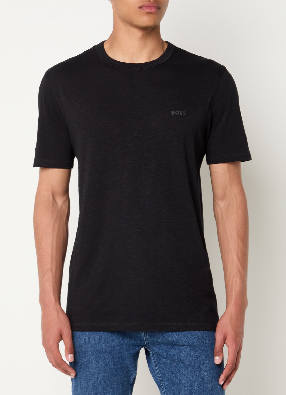 BOSS T-shirt van slubkatoen met logodetail - detail 8 zwart