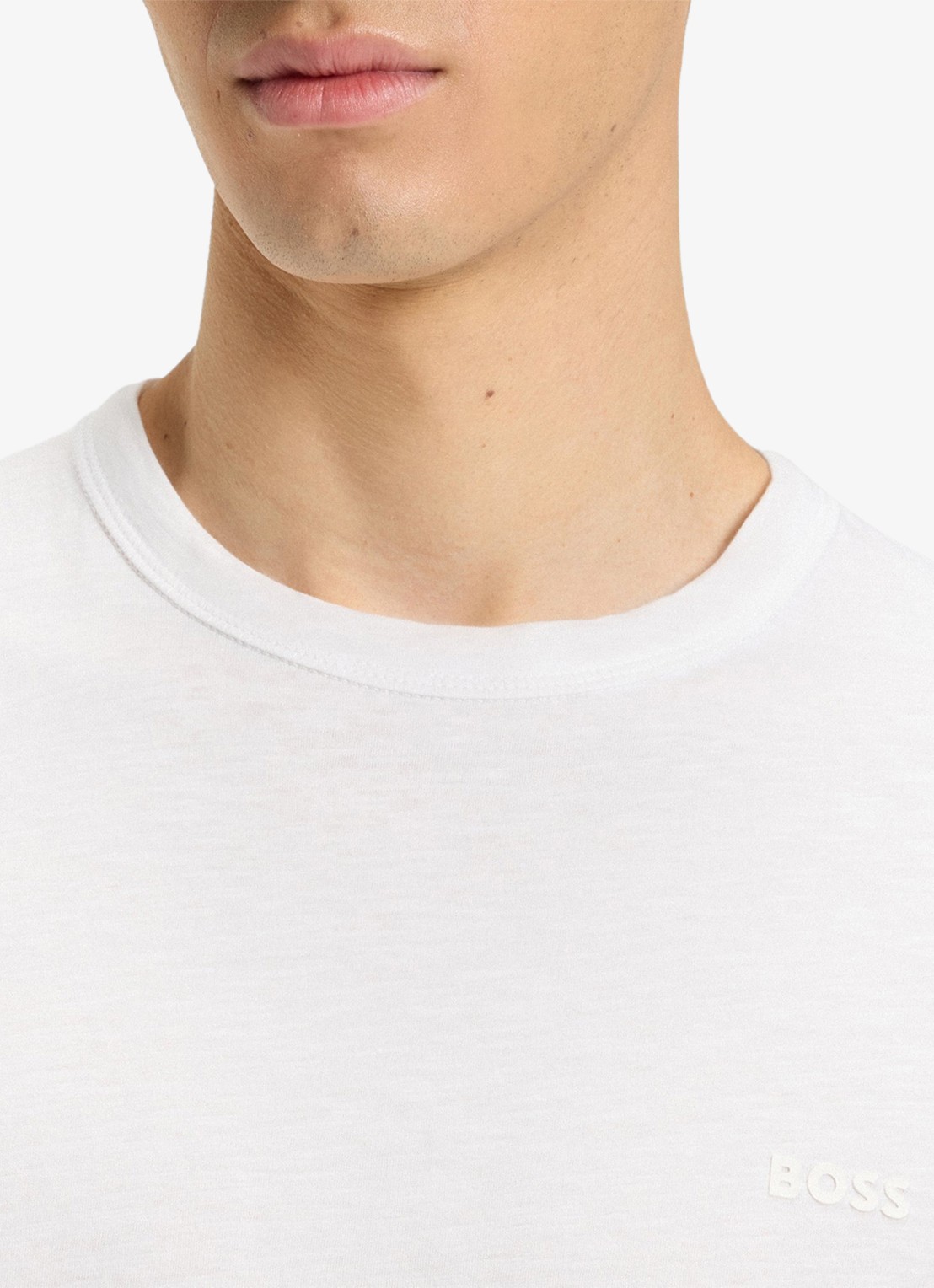 BOSS T-shirt van slubkatoen met logodetail - detail 7 wit