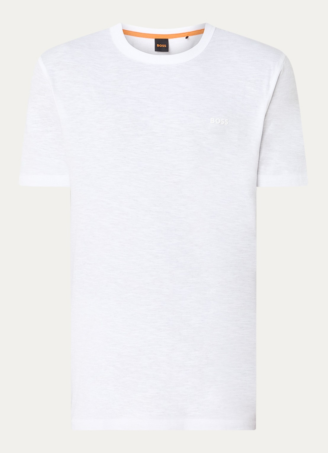 BOSS T-shirt van slubkatoen met logodetail - voorkant 3 wit