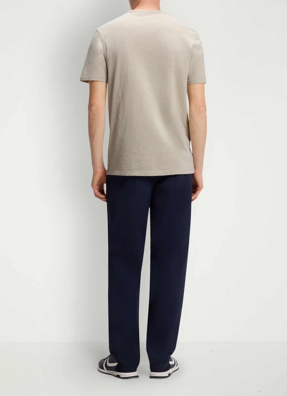 BOSS T-shirt van slubkatoen met logodetail - achterkant donkerbeige