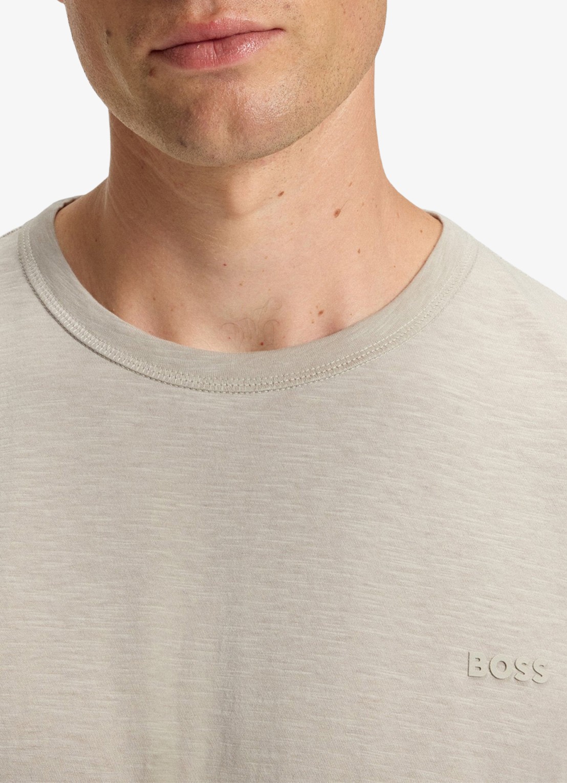 BOSS T-shirt van slubkatoen met logodetail - detail 4 donkerbeige