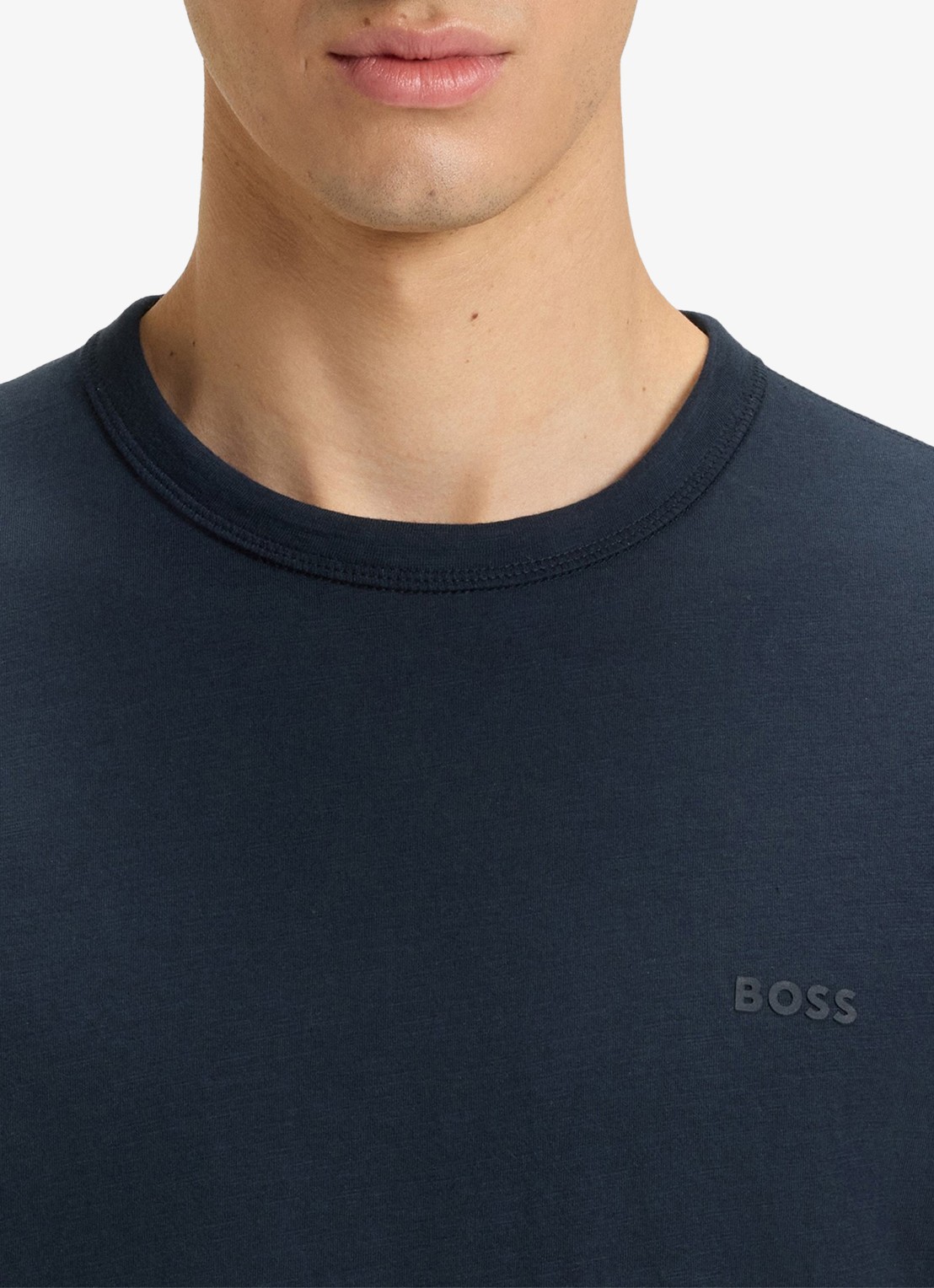BOSS T-shirt van slubkatoen met logodetail - detail 6 donkerblauw