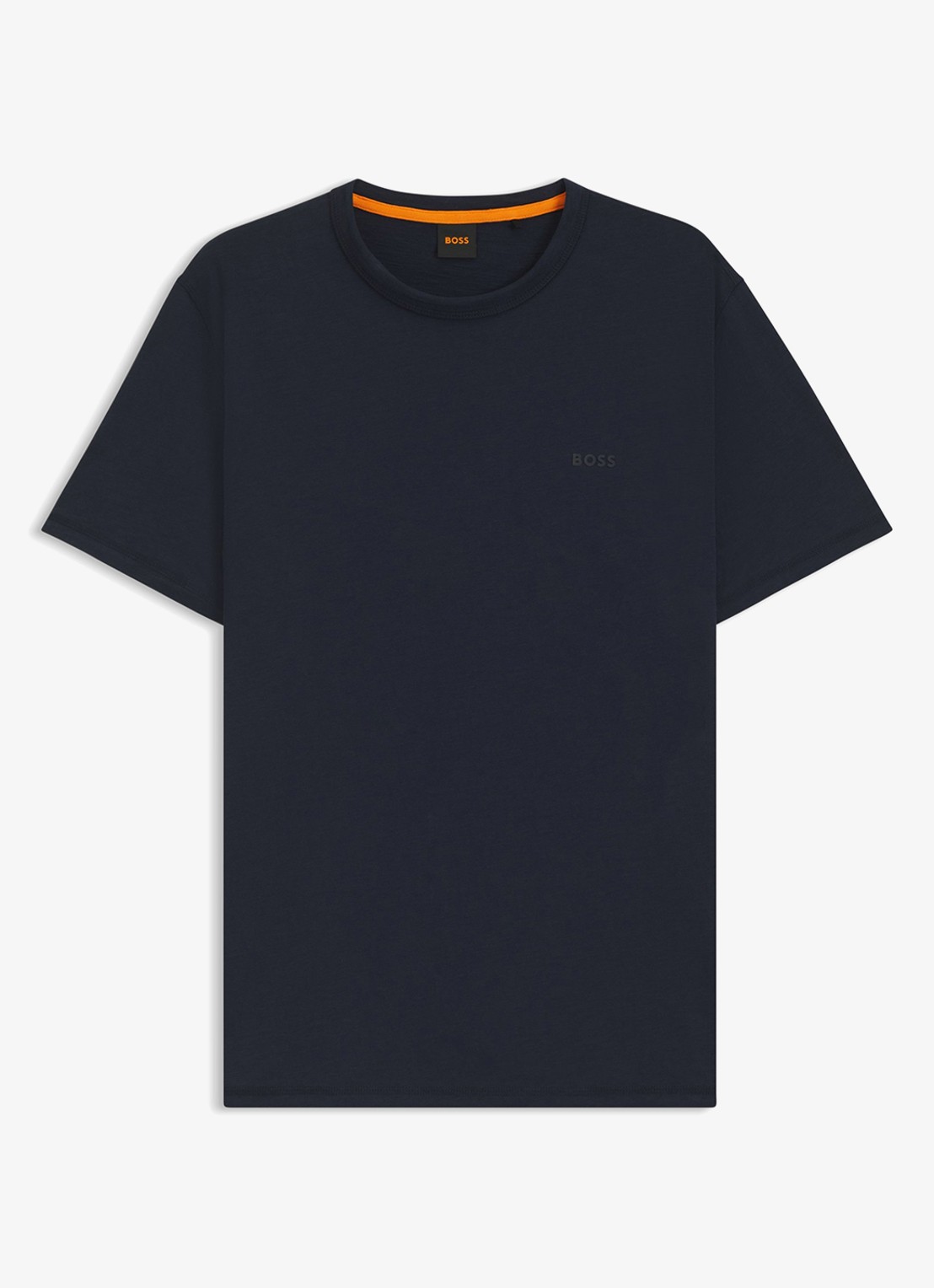 BOSS T-shirt van slubkatoen met logodetail - voorkant donkerblauw