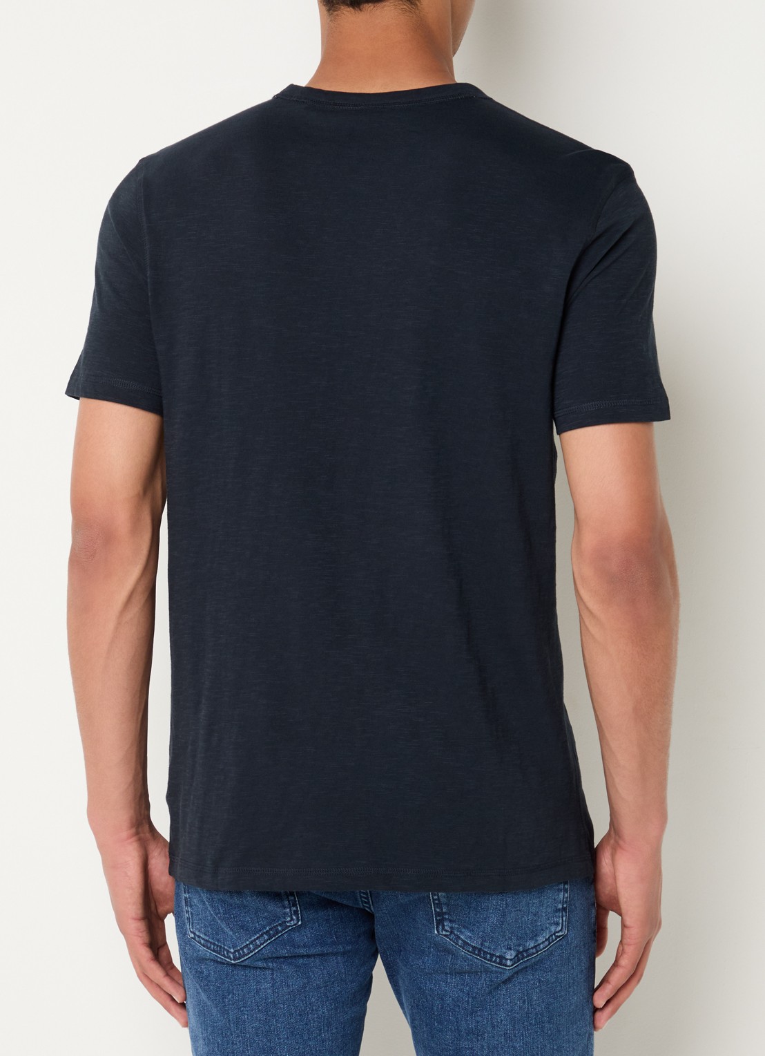 BOSS T-shirt van slubkatoen met logodetail - achterkant 9 donkerblauw
