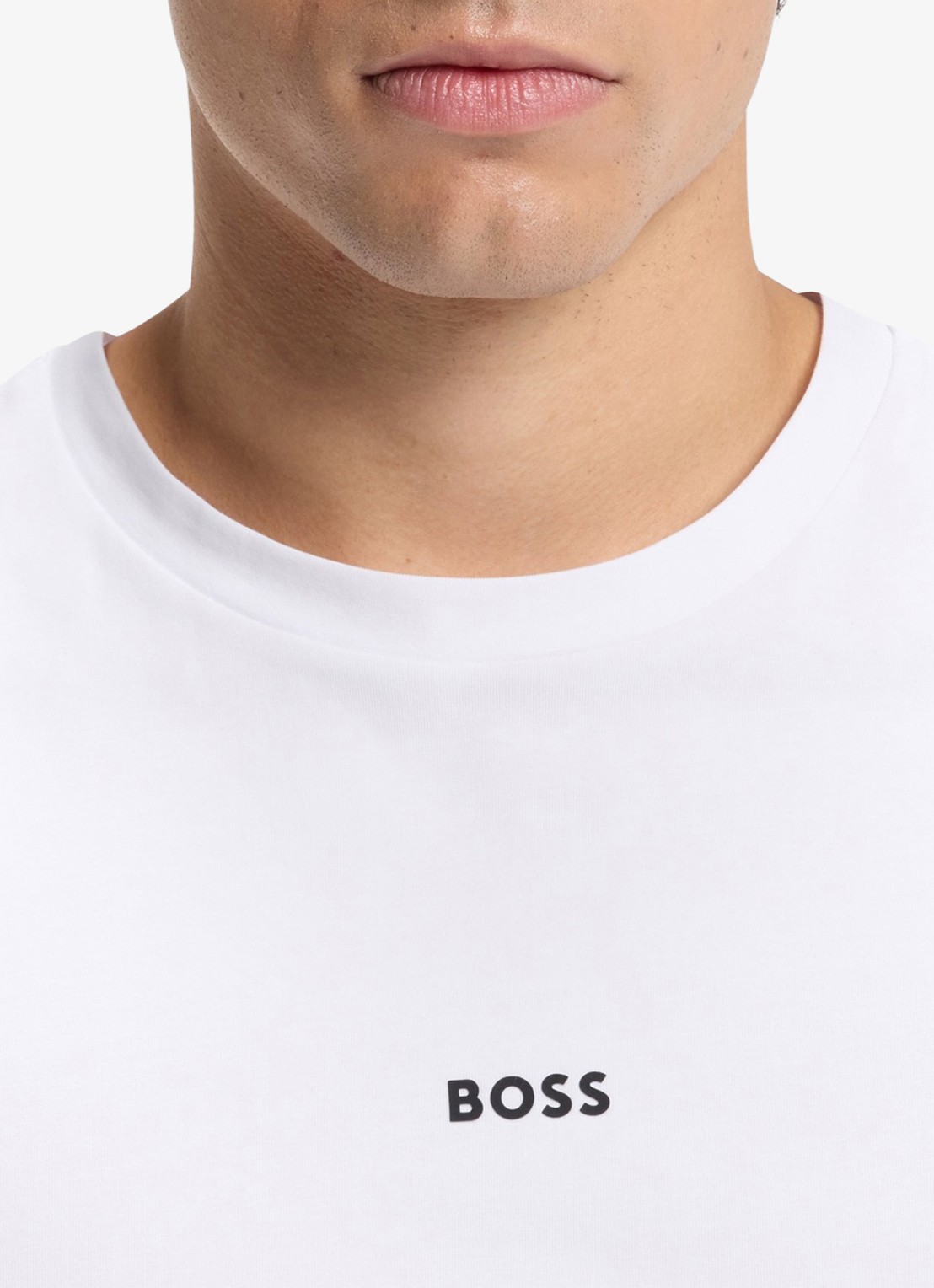 BOSS T-shirt van stretchkatoen met contrastlogo - detail 3 white-100 / wit