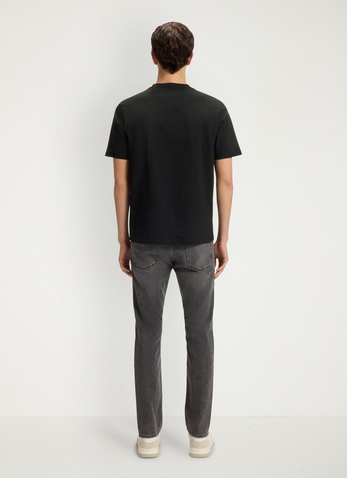 BOSS T-shirt van stretchkatoen met contrastlogo - achterkant black-001 / zwart