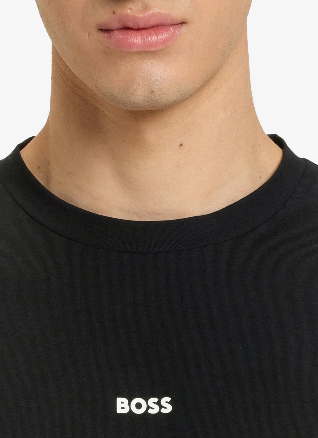 BOSS T-shirt van stretchkatoen met contrastlogo - detail 5 black-001 / zwart