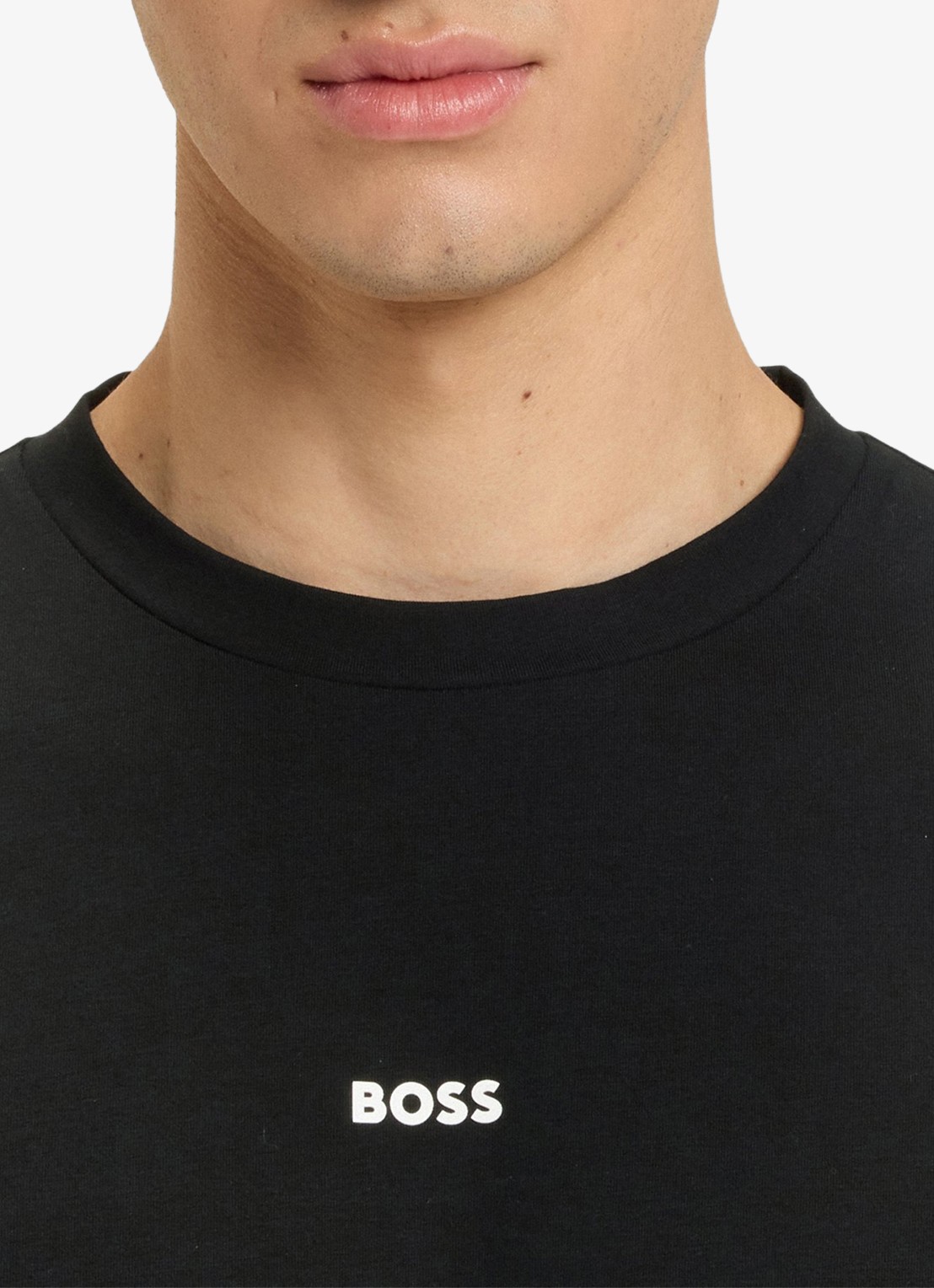 BOSS T-shirt van stretchkatoen met contrastlogo - detail 6 black-001 / zwart