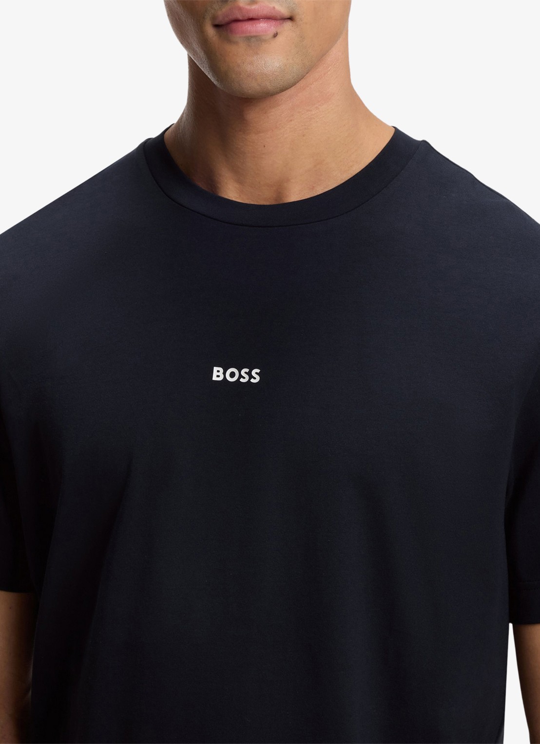 BOSS T-shirt van stretchkatoen met contrastlogo - detail 5 dark blue-404 / blauw