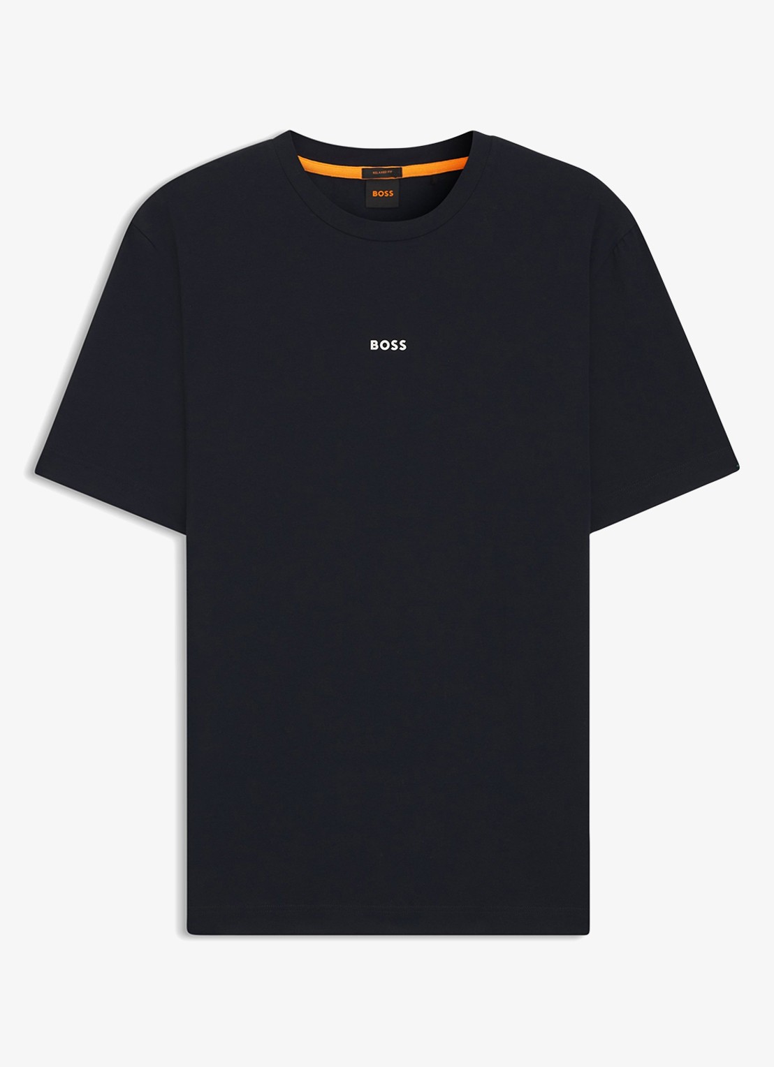 BOSS T-shirt van stretchkatoen met contrastlogo - voorkant dark blue-404 / blauw