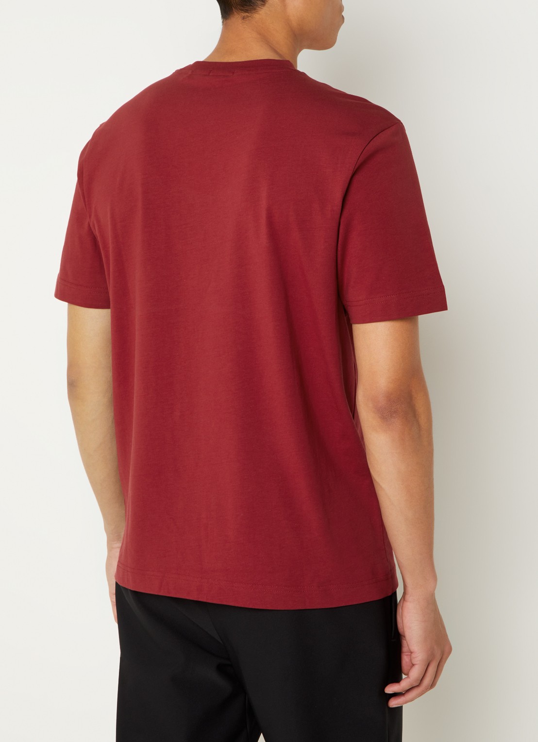 BOSS T-shirt van stretchkatoen met contrastlogo - achterkant 4 open red-647 / rood