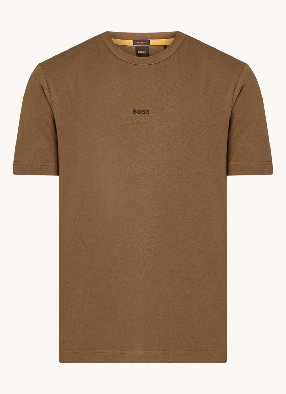 BOSS T-shirt van stretchkatoen met contrastlogo - voorkant open green-368 / groen