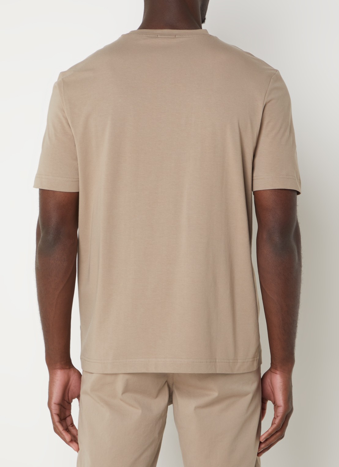 BOSS T-shirt van stretchkatoen met contrastlogo - achterkant open brown-246 / bruin