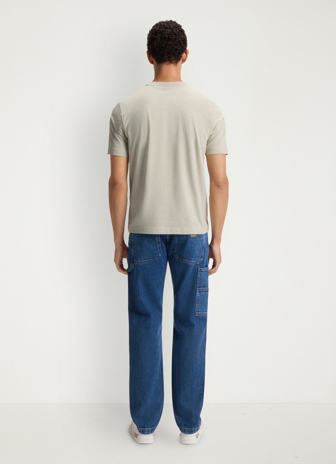 BOSS T-shirt van stretchkatoen met contrastlogo - achterkant 8 light beige-271 / beige
