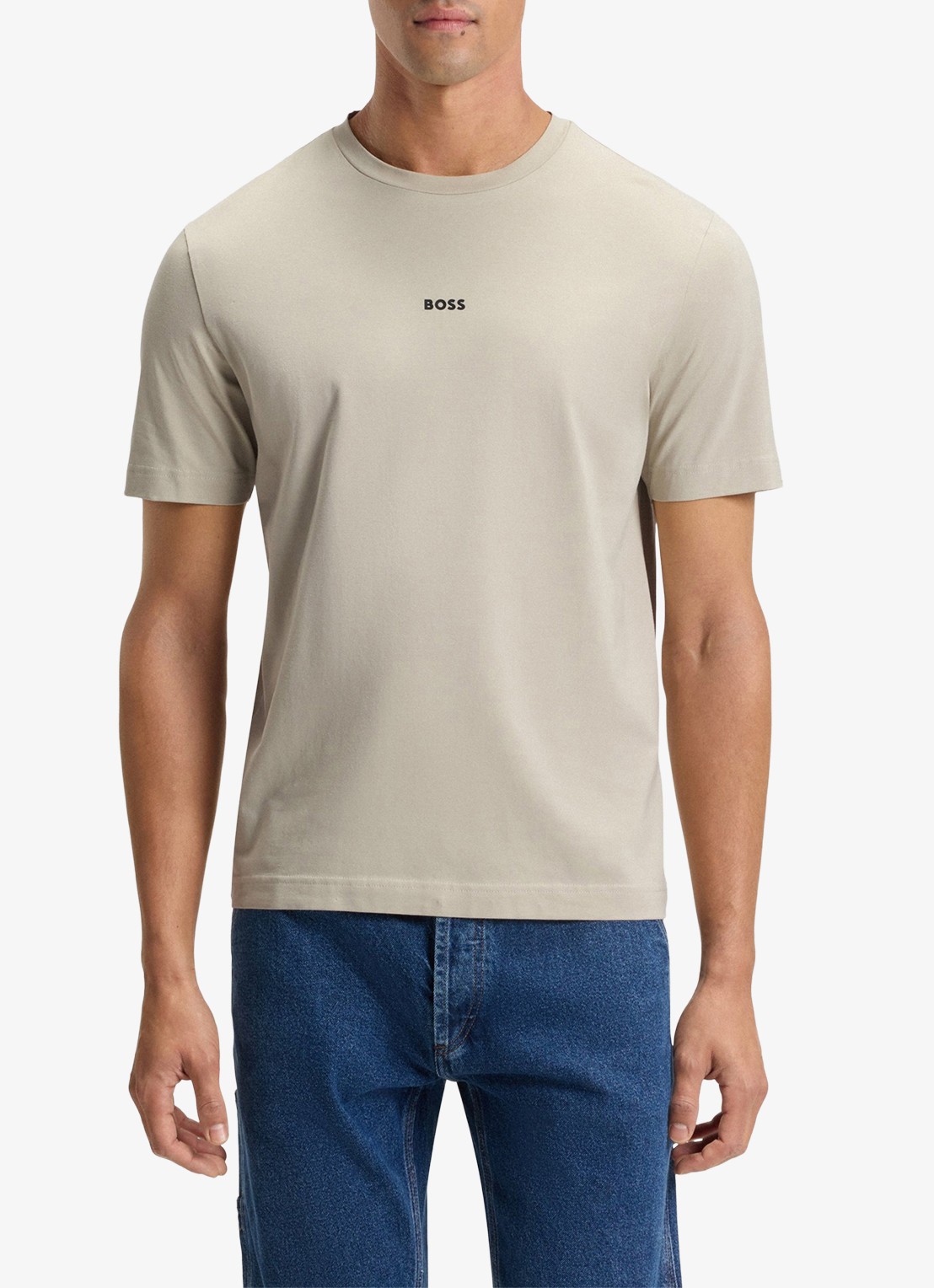 BOSS T-shirt van stretchkatoen met contrastlogo - detail 4 light beige-271 / beige